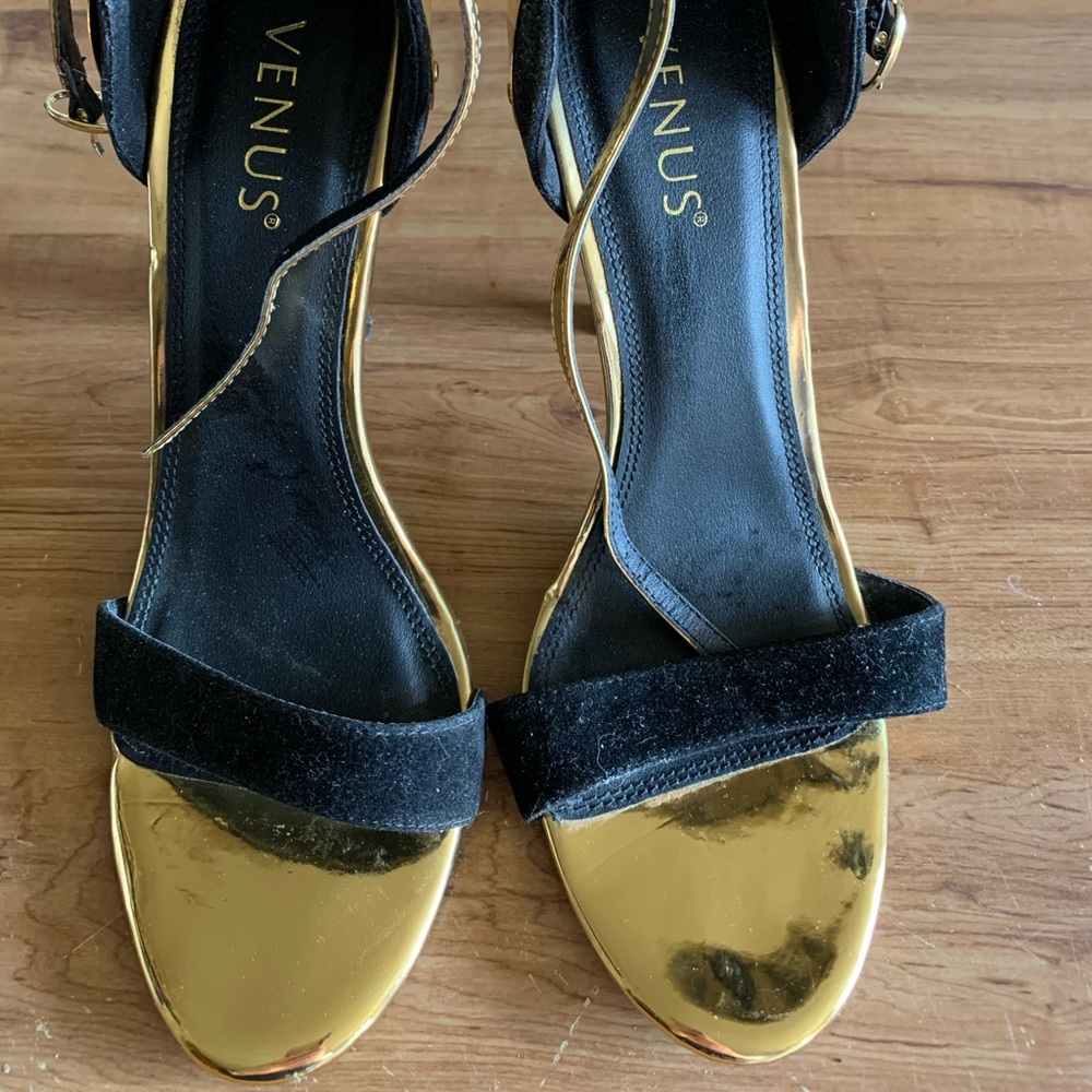 Venus metal and velvet heeled sandals
